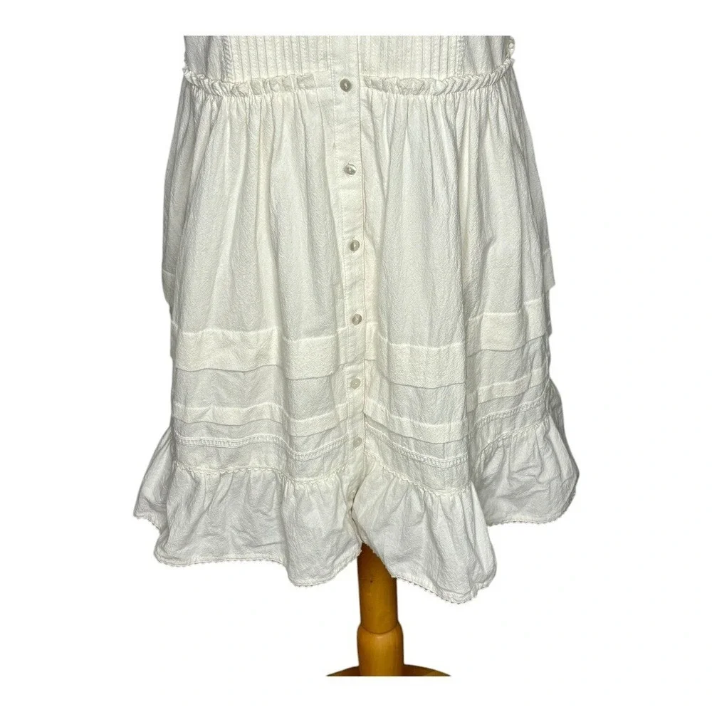 Free People Adella Mini‎ Dress Womens Small Ivory White Boho Open Back Button